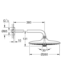 Grohe Kopfbrause 260, Ausladung 38 cm, 3 Strahlen, verchromt