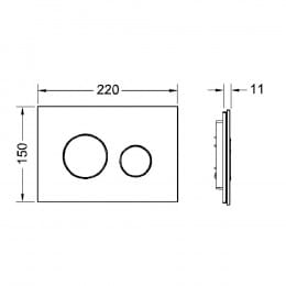 TECE loop Glas WC-Betätigungsplatte für 2-Mengen-Technik schwarz matt