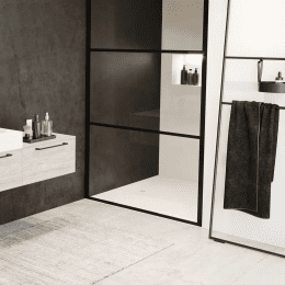 Riho Grid 203 Duschkabine Eckeinstieg mit Festteil und Seitenwand, schwarz matt