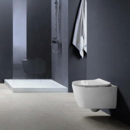 PREMIUM 100 Wand-Tiefspül-WC-SET SLIM, spülrandlos, oval, mit slim WC-Sitz