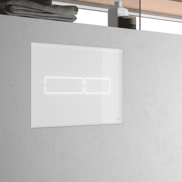 Tece TECElux Betätigungsplatte mit elektronischer Touch-Betätigung, netzbetrieben, Weißglas glänzend