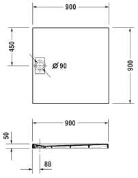Duravit Stonetto Duschwanne 900x900 mm, Anthrazit matt