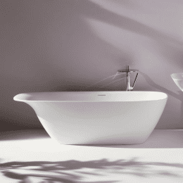 LAUFEN INO freistehende Ovalbadewanne 180 x 80 cm – Mineralguss in Weiß matt