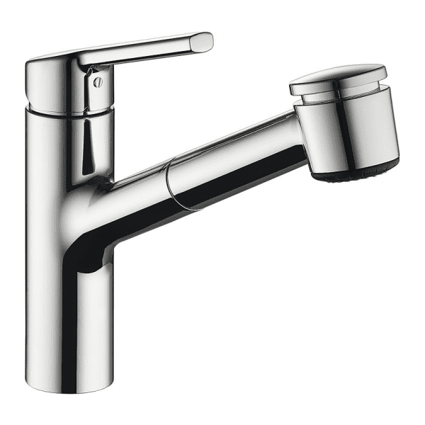 KWC Spültischmischer KWC Luna E herausziehbare Geschirrbrause Ausladung 220 mm chrom