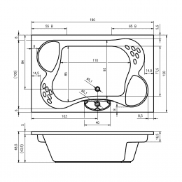Riho Claudia 190x120 Rechteck Thermae Whirlpool mit Farblichttherapie & Touch + Heizung