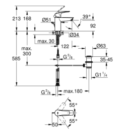 Grohe Eurosmart Waschtischarmatur, mit Ablauf, Chrom