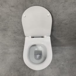 PREMIUM 100 Wand-Tiefspül-WC-SET SLIM, spülrandlos, oval, mit slim WC-Sitz