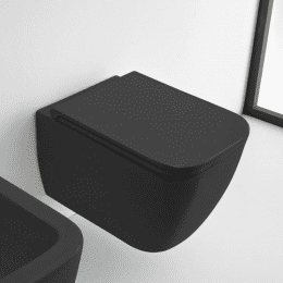 Scarabeo Teorema 2.0 Wand-Tiefspül-WC mit WC-Sitz, ohne Spülrand schwarz matt, mit BIO System