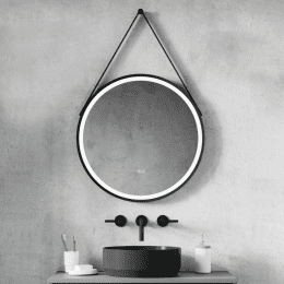 kielle Idolio Spiegel mit LED-Beleuchtung und Heizung, Durchmesser 59 cm, schwarz