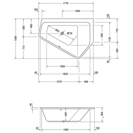 Duravit Paiova 5 Asymetrische Badewanne 177x130 cm, rechts, weiß