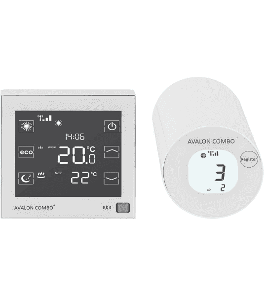 blossom-ic Funk-Raumthermostat und Heizkörperstellantrieb, Avalon Combo+
