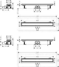 Hansgrohe RainDrain Go Duschrinne 80 cm mit beidseitigem Rost, mattschwarz
