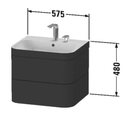 Duravit Happy D.2 Plus Schrank mit Waschbecken 48x58x49 cm, 2 Schubladen, weiß Hochglanz