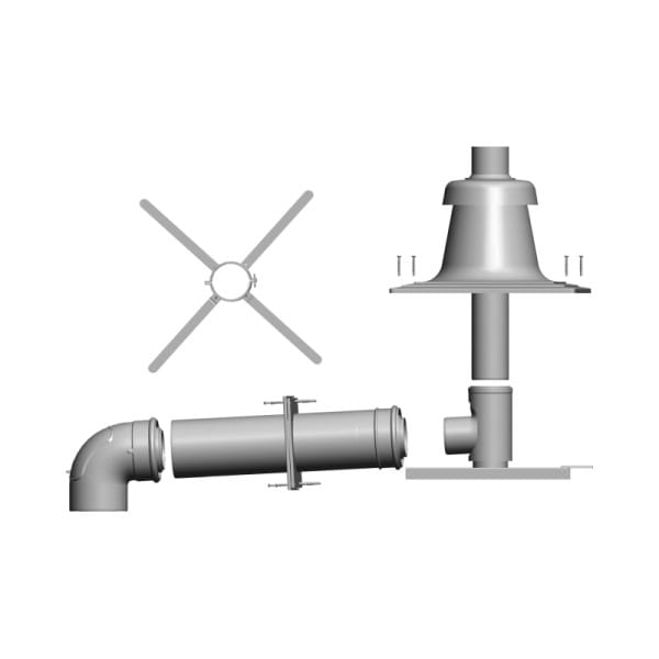 WOLF Anschluss-Set DN60/100 - C93x DN60 im Schacht, Abdeckung PP