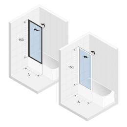 Riho LUCID Badewannenaufsatz 80x150 weiß matt 200 Höhe, Profilfarbe weiß matt