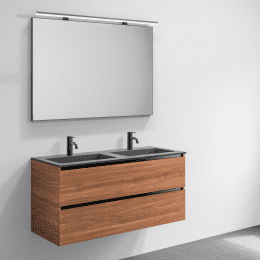 Riho Graph-It Badmöbelset mit Doppel-Waschtisch Stone Slim mit TwinPull, Spiegel mit LED 120, Copper