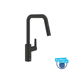 Grohe QuickFix Start Elektronische Spültischarmatur mit ausziehbarer Brause, schwarz matt