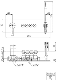 Steinberg 390 Unterputzarmatur für 4 Verbraucher, mit Körper, schwarz