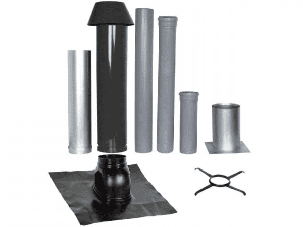 SKOBERNE Grundpaket Unifix 165, Schrägdach, 5° - 25°, DN 110/150 schwarz,1,0m