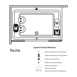 Riho Whirlpool Olivia rechts, Farblichttherapie, Touchbedienung, Heizung & Kopfstützen 180 x 120 cm