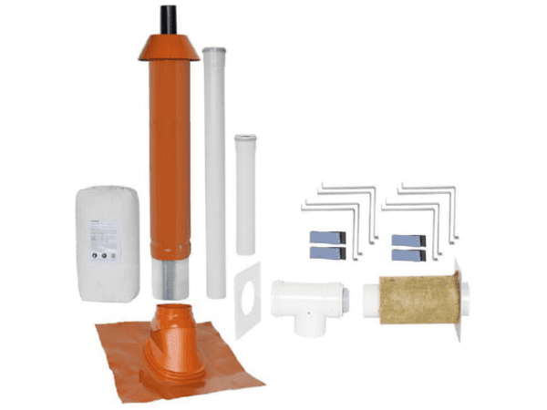 SKOBERNE Grundpaket Porifix, Schrägdach 35° - 55°, DN 80/125 rot, 1,0m