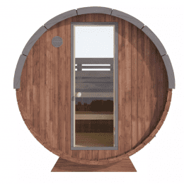 Fjordholz Fass-Sauna Modell Leo mit Halbrundfenster
