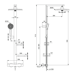 Ideal Standard ALU+ Brauseset mit Thermostat, Durchmesser 26 cm, 2 Strahlarten, Seide schwarz