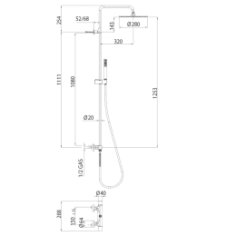 Bossini Black Cosmo Duschsystem mit Einhebelmischer 280 mm Bossini Black Cosmo Duschsystem mit Einhebelmischer 280 mm