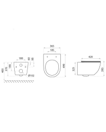 PREMIUM Wand-Tiefspül-WC-SET Sinto Black 3.0 - 490x365x395 mm