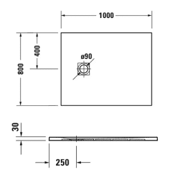 Duravit Sustano Duschtasse 100x80 cm, DuraSolid, grau matt