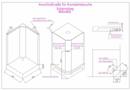 GEO Fix Komplettdusche Eck 90 x 90 x 215 cm Duschkabine Armatur weiß/schwarz