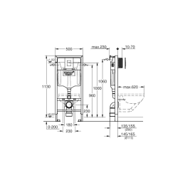 Grohe Rapid SL Vorwandelement für Wand-WC, Betätigungsplatte Phantom Black Grohe Rapid SL Vorwandelement für Wand-WC, Betätigungsplatte Phantom Black