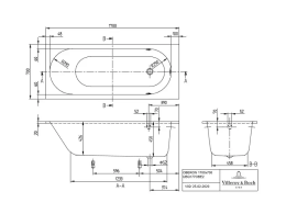 Villeroy & Boch Oberon Rechteck-Badewanne, Einbau 170x70 cm weiß