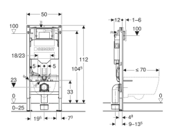 Geberit Duofix Vorwandelement für Wand-WC, Höhe 1,12 m