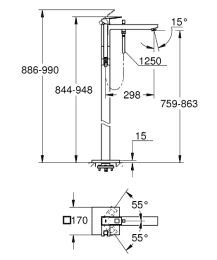 Grohe Eurocube Wannenarmatur Bodenmontage verchromt