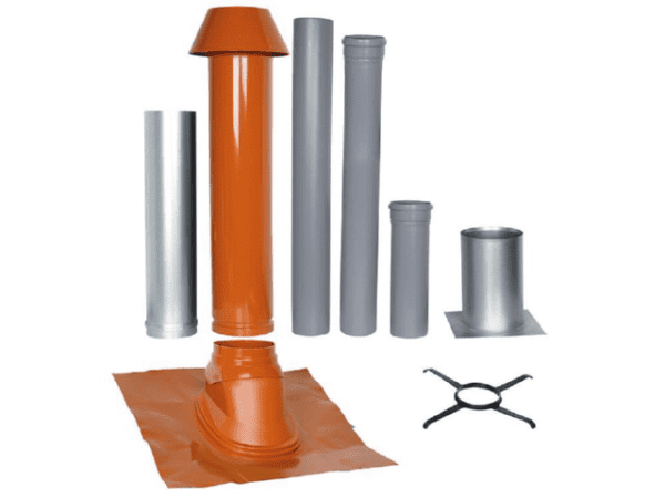 SKOBERNE Grundpaket Unifix 165, Schrägdach, 25° - 45°, DN 110/150 rot,1,0m