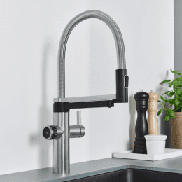 Blanco EVOL-S Pro Spültischarmatur mit flexiblem Arm, Spülbrause und Filterfunktion, edelstahl gebür