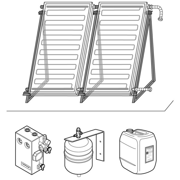 Weishaupt Paket Flachdach vertikal 2x1 FV 45° F2, Solarsystem