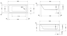 Duravit D-Code Rechteck-Badewanne 1600x70 cm, Alpinweiß