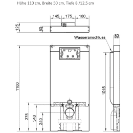 Grumbach WC-Stein 8 cm flach – Halb-Wandeinbau-Spülkasten für Geberit Sigma