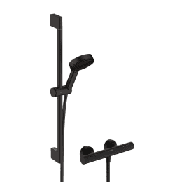 Hansgrohe Pulsify Select S Brauseset mit Thermostat, 3 Strahlarten, EcoSmart, mattschwarz