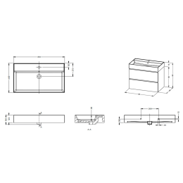 Riho Spring Rise Badmöbel-Set A1 mit 1 Hahnloch, 80 x 46 cm