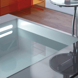 LAUFEN Kartell Rechteckbadewanne freistehend 176 × 76 cm, LED-Beleuchtung & Hubsystem weiß matt