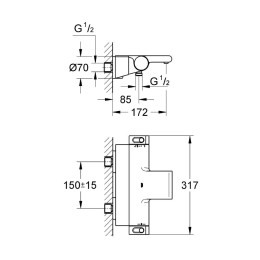 Grohe Grohtherm 2000 Thermostat-Wannenarmatur, verchromt Grohe Grohtherm 2000 Thermostat-Wannenarmatur, verchromt