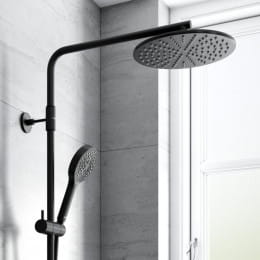 Damixa Silhouet Thermostat Duschsystem mit Metallbrauseschlauch schwarz matt