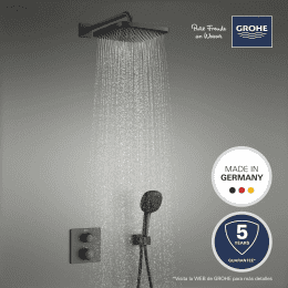 Grohe Brauseset mit Unterputz-Thermostat, mit Einbaukörper, 25x25 cm, 2 Strahlarten, schwarz matt