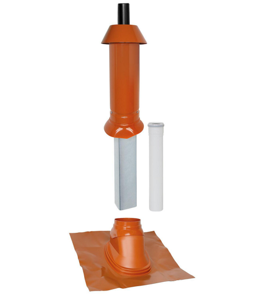 Mündungspaket Skobifix nano Schrägdach 35 Grad - 55 Grad, DN 60/100 rot, 0,4m