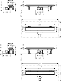 Hansgrohe RainDrain Go Duschrinne 60 cm mit beidseitigem Rost, mattschwarz