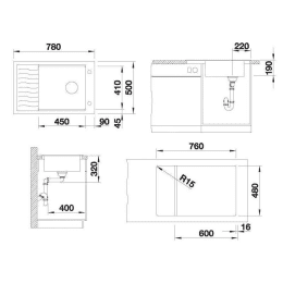 Blanco Elon XL 6 Silgranitspüle, 780x500 mm, mit Ablaufsystembedienung, Anthrazit