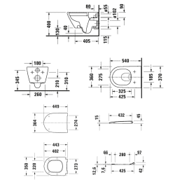 Duravit Plinero Wand-WC mit WC-Sitz mit HygieneGlaze, weiß matt